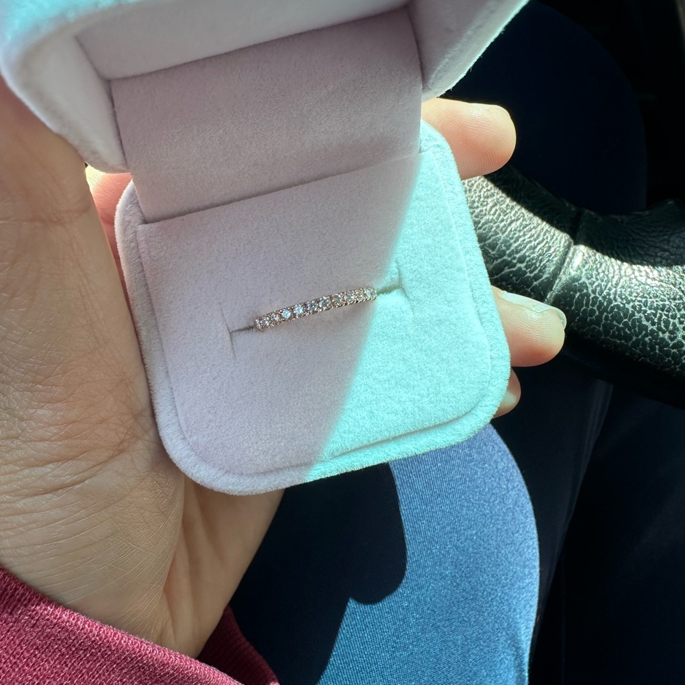 14K Rose Gold Lab Diamond Pave wedding band size 5.5